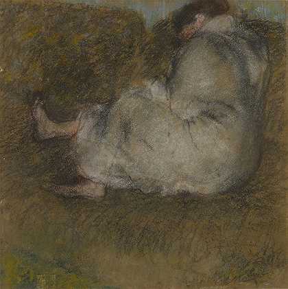坐在沙发上的女人`Femme assise sur un divan by Edgar Degas