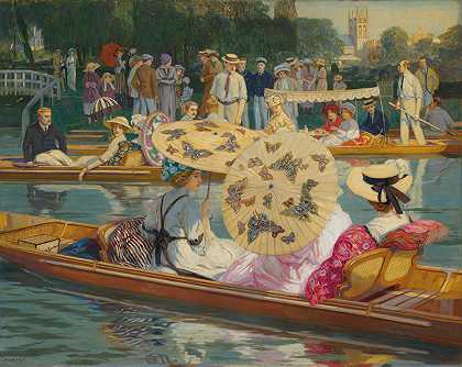 在泰晤士河上划船`Punting on the Thames by Raimund Germela