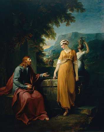基督和撒玛利亚的女人`Christ and the woman of Samaria (circa 1792) by William Hamilton