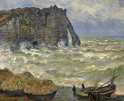 埃特雷塔的波涛汹涌的大海，1883年`Rough Sea at Etretat, 1883 by Claude Monet