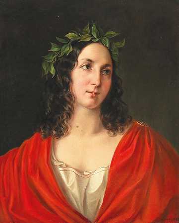 身着希腊服装的年轻女子`Young Woman in Greek Costume (1843) by Elisabeth Modell