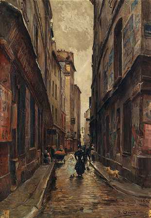 博堡街L西蒙街拐角处`La rue Beaubourg à langle de la rue Simon~le~franc (1897) by Paul Schaan