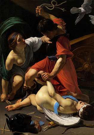 丘比特受到惩罚，1613年`Cupid Chastised, 1613 by Bartolomeo Manfredi