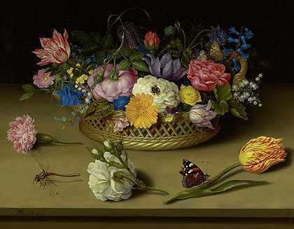 花静物画，1614年`Flower Still Life, 1614 by Ambrosius Bosschaert the Elder