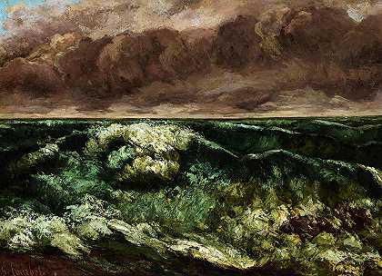 海浪，1870年`The Wave, 1870 by Gustave Courbet
