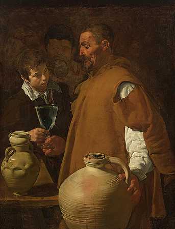 塞维利亚的水商，1618-1622年`The Waterseller of Seville, 1618-1622 by Diego Velazquez
