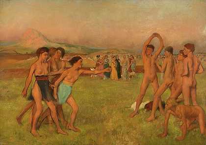 年轻的斯巴达人锻炼，1860年`Young Spartans Exercising, 1860 by Edgar Degas