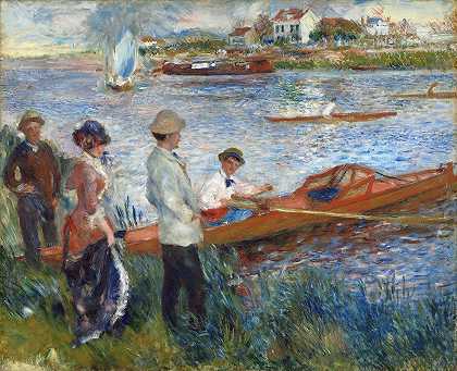 遮头的桨手`Oarsmen at Chatou (1879) by Pierre-Auguste Renoir