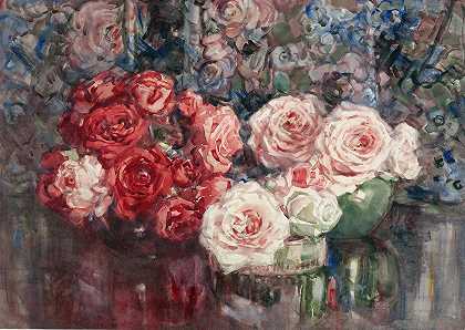 玫瑰`Roses (1920s) by Margaret Stoddart