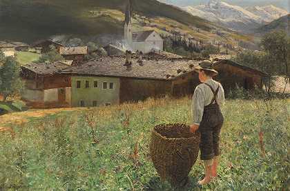 蒂罗尔，齐勒塔尔的布里克斯莱格`Brixlegg im Zillertal, Tirol (1889) by Alexander Koester