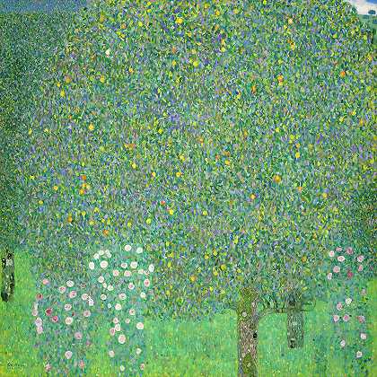 树下的玫瑰丛，1905年`Rosebushes under the Trees, 1905 by Gustav Klimt
