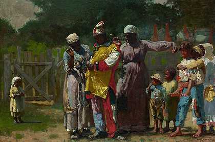 为嘉年华盛装`Dressing for the Carnival (1877) by Winslow Homer