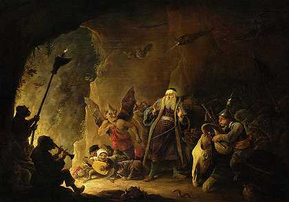 1647年，富人被带进地狱`The Rich Man being led to Hell, 1647 by David Teniers the Younger
