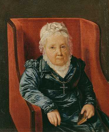 罗西娜·维瑟坐在扶手椅上`Rosina Wieser im Lehnstuhl (1822) by Ferdinand Georg Waldmüller