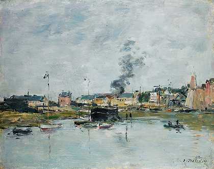 特鲁维尔港`Le Port De Trouville (1891) by Eugène Boudin