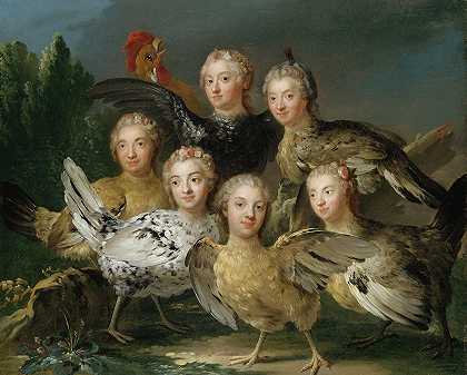 母鸡的照片`The Hen Picture (1747) by Johan Pasch