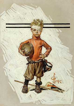 《足球英雄》，星期六晚报封面，1914年`Football Hero, The Saturday Evening Post cover, 1914 by Joseph Christian Leyendecker