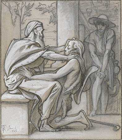 雅各和以扫`Jacob and Esau (1857) by Frederic Leighton