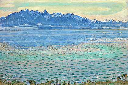 图恩湖和斯托克霍恩山脉`Lake Thun and the Stockhorn Range by Ferdinand Hodler