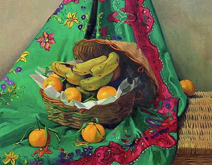 1923年的一篮橘子和香蕉`Basket of Tangerines and Bananas, 1923 by Felix Vallotton