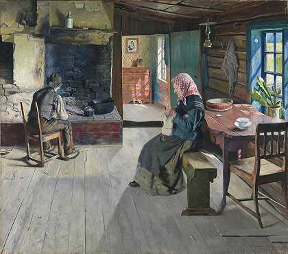 退休农民`The retired Farmers (1888) by Gustav Wentzel