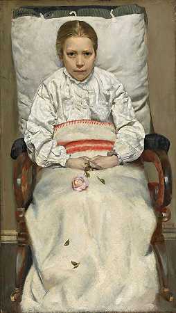 生病的女孩`Sick Girl (1881) by Christian Krohg