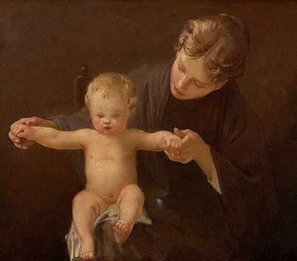 母亲与孩子，1888年`Mother and Child, 1888 by Paul Peel