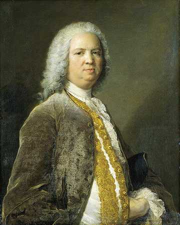 法兰克福岸边家约翰·格奥尔格·利斯的肖像`Portrait of the Frankfurt Banker Johann Georg Leerse (1749) by Jean-Marc Nattier