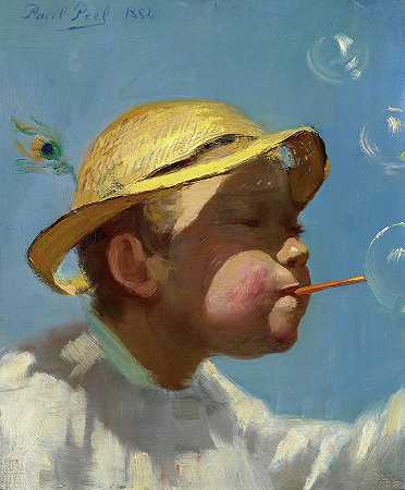 泡泡男孩，1884年`The Bubble Boy, 1884 by Paul Peel