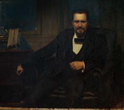 欧内斯特·泰尔肖像`Portrait of Ernest Thiel (1900) by Oscar Björck