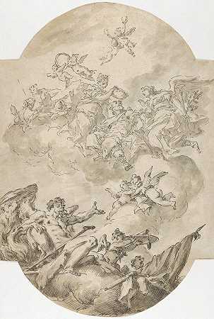 赞美威德曼家族`Glorification of the Widmann Family (ca. 1755) by Gaspare Diziani