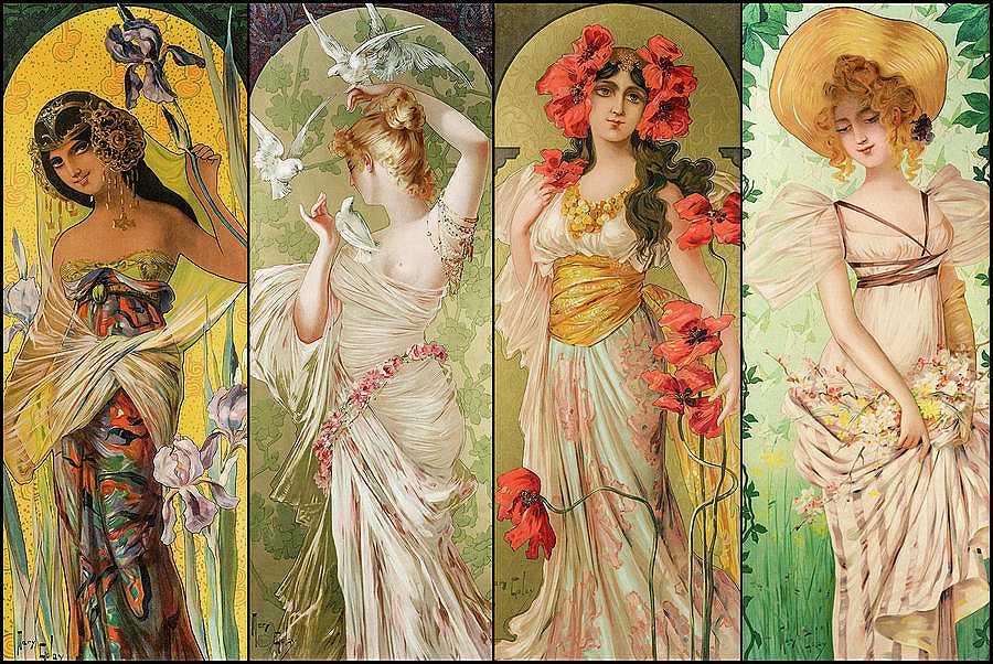 四个花童`Four Flower Maidens by Mary Golay