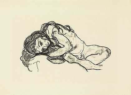 女孩，1914年`Girl, 1914 by Egon Schiele