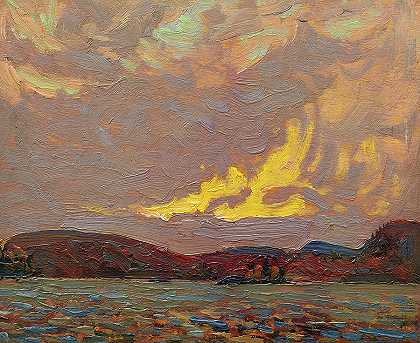 独木舟湖，1915年`Canoe Lake, 1915 by Tom Thomson