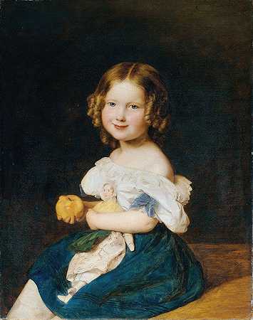 埃米莉·沃纳是已婚夫妇约翰和玛格达莱娜·沃纳的女儿`Emilie Werner, the daughter of the married couple Johann and Magdalena Werner (1835) by Ferdinand Georg Waldmüller