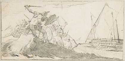战争`Battle by the Sea Coast (1696–1770) by the Sea Coast by Giovanni Battista Tiepolo