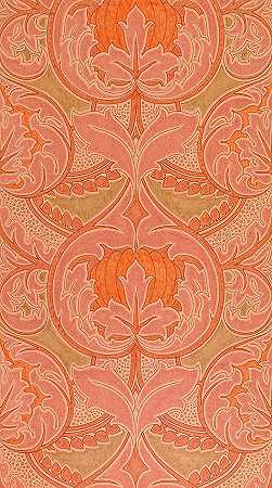 花朵壁纸，1893-1895年`Flower Wallpaper, 1893-1895 by Charles Francis Annesley Voysey