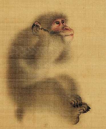 不要听邪恶的话，聪明的猴子`Hear No Evil, Wise Monkey by Mori Sosetsu