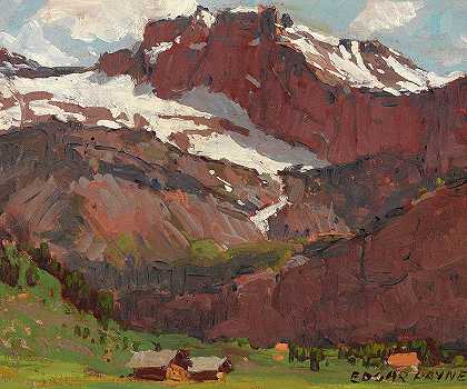 瑞士山景`Swiss Mountain Scene by Edgar Payne