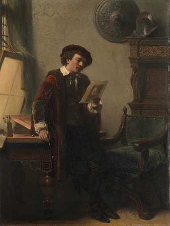 伦勃朗在他的工作室`Rembrandt in his studio (1852) by Nicolaas Pieneman