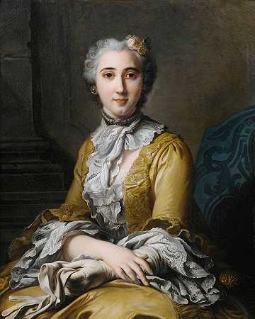 杜福特伯爵夫人阿尔方辛·吉纳维耶夫·德巴乔特·德隆塞的肖像`Portrait Of Alphonsine Geneviève De Barjot De Roncéthe, Comtesse De Durfort by Jean Valade