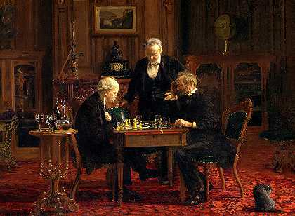 国际象棋选手，1876年`The Chess Players, Dated 1876 by Thomas Eakins