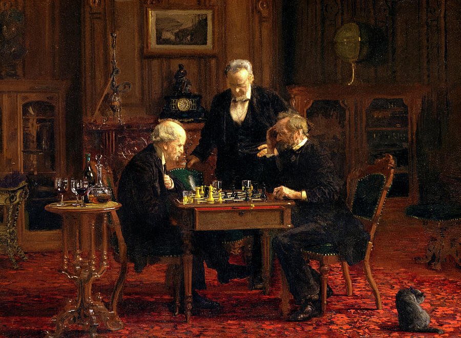 国际象棋选手，1876年`The Chess Players, Dated 1876 by Thomas Eakins