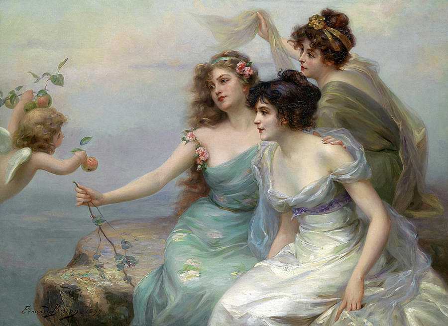 1899年的《三恩》`The Three Graces, Dated 1899 by Edouard Bisson