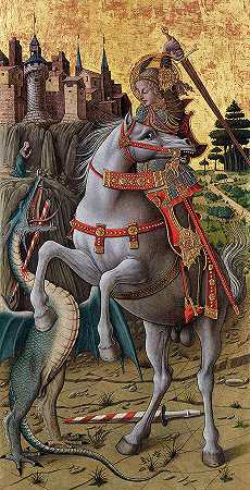 圣乔治屠龙记，1470年`Saint George Slaying the Dragon, 1470 by Carlo Crivelli