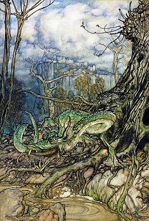 绿龙`The Green Dragon by Arthur Rackham