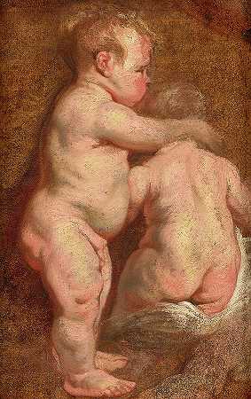 对两种小天使的研究`Study of Two Putti, or Cherubs by Anthony van Dyck