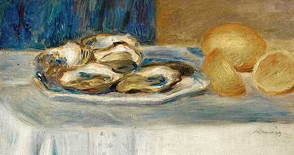 柠檬和胡桃静物`Nature Morte Aux Citrons Et Aux Huïtres (circa 1900) by Pierre-Auguste Renoir