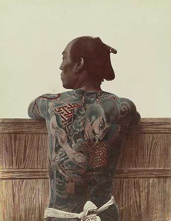 日本纹身，1880年`Japanese Tattoo, Dated 1880 by Kusakabe Kimbei