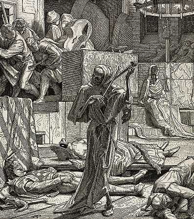 死亡之舞，勒死者之死，1850年`Dance of Death, Death the Strangler, 1850 by Alfred Rethel
